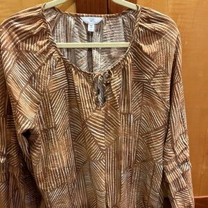 Time and Tru Brown Patterned Blouse